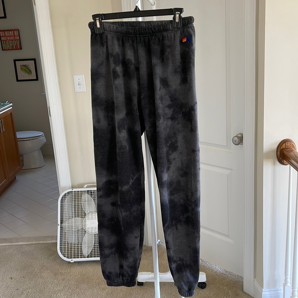 Gently worn Aviator Nation sweatpants. Gray tie dye. Size medium